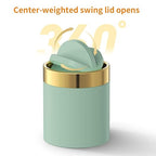Mini Trash Can with Lid, Desktop Small Trash Can Recycling Bin Cute Metal Garbage Can for Tabletop Countertop Use,Stainless Steel 0.4Gal/1.5L Waste Bin for Office Parlor Car Bedroom,Light Green