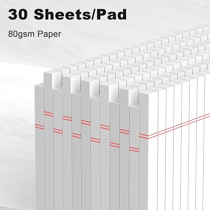 AILZFEI 12pcs Small Note Pad 5x8 College Ruled White Legal Pads Paper Notepads 12 Pack Study Back Writing Pads 5 x 8 Legal Pads Perforated Narrow Ruled Pads of Paper White