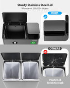 Lovewind Dual Trash Can, 14 + 6 Gallon Garbage Can for Kitchen Dual Compartment Recycling Kitchen Step Trash Bin, Stainless Steel Trash and Recycle Bin Combo with Soft-Close Lid, Grey