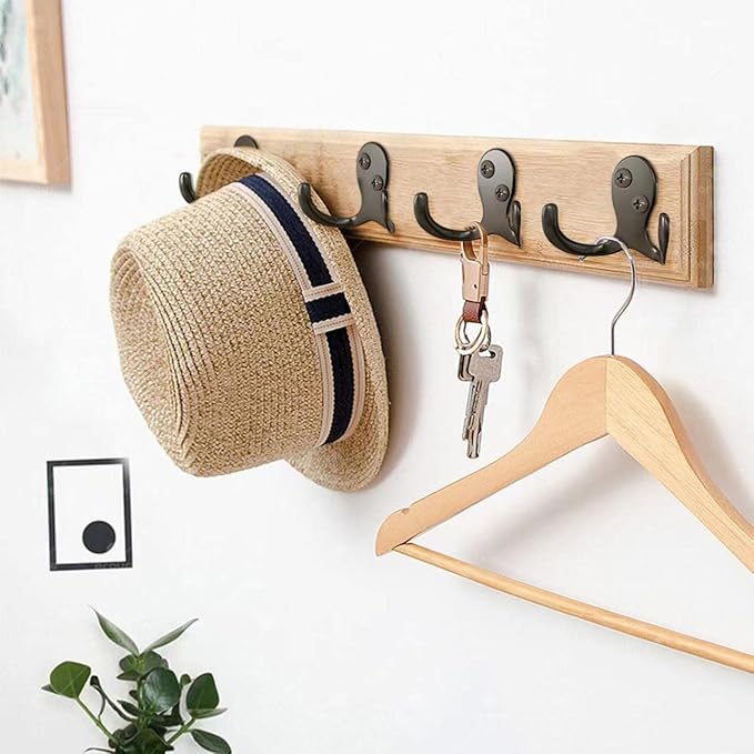 ZAYBOD 12 PCS Heavy Duty Coat Hooks - Wall Mounted Hooks for Coats, Backpacks, Robes & Hats - Includes 24 Screws
