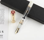 JINHAO 1935 Fountain Pen TIANDAO Series #8 Nib Ink Pen with Guitar-Shaped Clip and Ink Converter (M Nib 0.7mm, Ivory White)