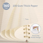 Spiral Notebook-5.75" x 8.125" College Ruled Journal with Inner Pockets and 160 Pages,PU Leather Cover Business Journal, Twin-Wire Binding Notebook Perfect for Office & Home School Supplies 6 pack Black/Reefblue