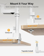 monTEK Sleek Aluminum Monitor Arm for 17–57” Ultrawide Screens up to 59.4 lbs, USB 3.0 A/C, Heavy Duty Dual Monitor Arm Desk Mount, Pneumatic Lift, Quick-Release Plate, Clamp/Grommet, max VESA 100x100