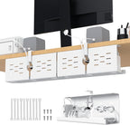 KEEGH 16" Under Desk Cable Management Tray, 2 Pack Desk Cord Organizer Upgrade Capacity, Drill Free Clamp/Screw Mount, Sturdy Metal Tray for Connect Cables, Home, Office, White
