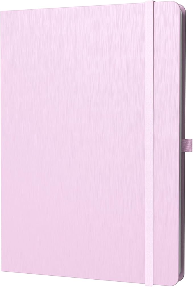 ONAVIA A4 Lined Journal Notebook, 8mm Ruled Notepad, Journaling for Writing, Work, School, Travel and Note Taking, Hardcover 160 Pages (80 Sheets) 8.27 x 11.6 inches (Pink)