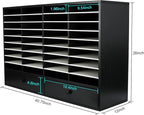 PAG Mail Sorter Organizer, Wood Literature Organizer, Student Mailbox for Classroom, Desktop Bill Paper Organizer for Office Home School, 38 Compartments, Black&White