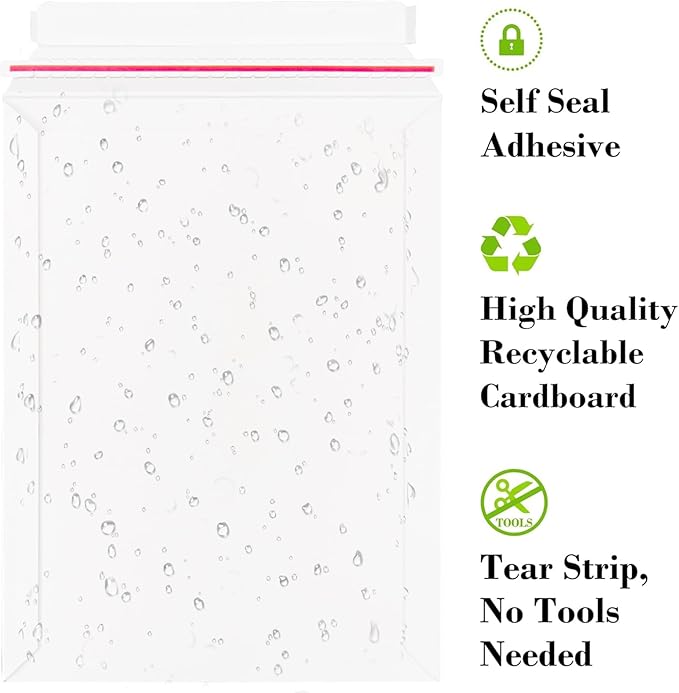 Proprobag 700 GSM Rigid Mailers 9x12, 25 Pack Thick Self Adhesive Stay Flat Cardboard Envelopes for Shipping Photos, Documents, Collectible Trading Cards