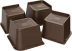 MXMZHXU Bed Risers 2 inch, 3 inch, 4 inch, 6 inch or 8 inch Heavy Duty Furniture Risers, Up to 6000 Lbs L Shaped Design Bed Lifts Blocks for Couch Desk Sofa Table (Dark Brown 4 Pack, 4 Inch)