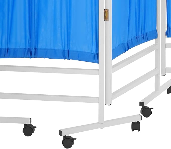 Medical Privacy Screens, Waterproof Nylon Fabric, 78.7 * 70.9 in Foldable Rolling Medical Privacy Screen with Silent Wheels, Suit for Hospitals, Clinics, and Nursing Homes (Blue, 4 Panels)