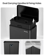 Lovewind 60 Liter/ 16 Gallon Stainless Steel Trash Can with Soft-Close Lid, Large Footstep Garbage Can with Roman Texture, Removable Inner Buckets, Recycling Bin for Kitchen Office, Black