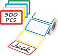 300 PCS Name Tag Stickers - 3.5'' x 2.2'' 4 Colors, Self-Adhesive Sticker Name Tags for School, Office, Home, Party, Meeting
