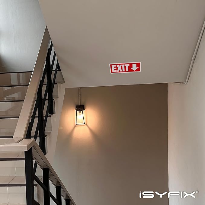 iSYFIX Exit Signs 6 Pack 12x4 Inch with Directional Down Arrows - Rust Free Aluminum, Laminated for UV, Weather, Scratch Resistance - Ideal for Offices, Schools, Theaters, Restaurants