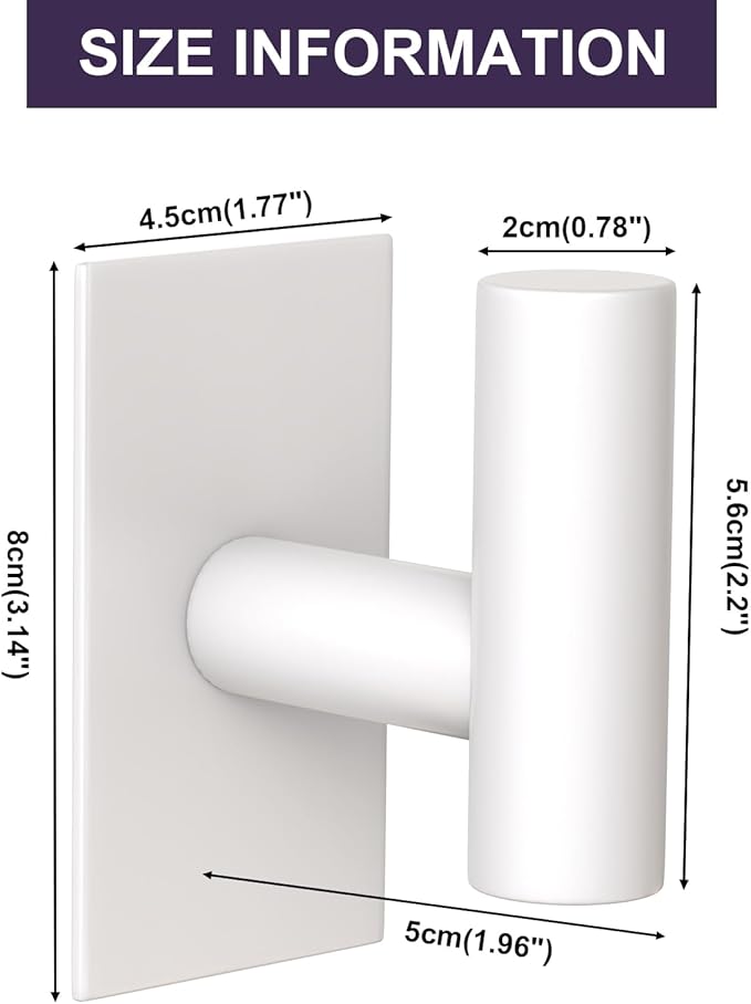 VAEHOLD Wall Towel Hooks, Heavy Duty Sticky Holder Waterproof Towel Hooks for Hanging Coat, Clothes, Closet Hook Wall Mount for Kitchen (White, 4 Pack)