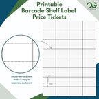 OfficeGear Shelf Edge Barcode Price Ticket Labels 32-up [25 Sheets - 800 Pack] 37x52mm Custom Printable A4 120gsm Card Micro-Perforated Non-Adhesive Merchandise Tag Includes Design Template
