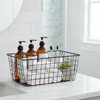 HDYOUDO Metal Black Large Wire Basket Food Storage Organizer,pantry organizers and storage for Organizing Kitchen Cabinets potato onion, 2 Pack