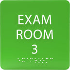 ADA CENTRAL SIGNS - 6" X6" Exam Room 3 Sign - ADA Compliant Tactile Graphics Grade 2 Braille Text Acrylic Wall Signs - Educational Institution Directional Assistance Test Center Door Sign for Schools