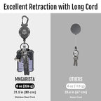 MNGARISTA 8-Pack Retractable Keychain, Heavy Duty Carabiner Badge Holder, Tactical ID Badge Reel with 31.5” Steel Retractable Cord, 8.0 oz