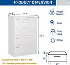 Fesbos Lateral File Cabinet with Lock, 4 Drawer Large Metal Filing Cabinet,Home Office Lockable Storage Cabinet for Hanging Files Letter/Legal/F4/A4 Size-Assembly Required