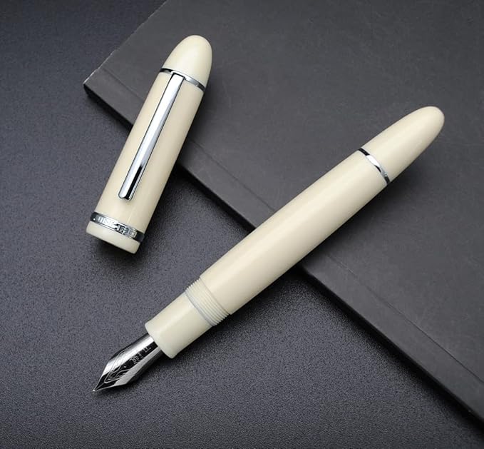 JINHAO X159 Fountain Pen (F Nib 0.5mm, Ivory White with Silvery Clip)