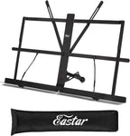 Eastar Tabletop Music Stand for Sheet Music ESMF-3, Table Top Desktop Book Stand Folding Portable Sheet Music Stand Adjustable Travel Music Holder Lightweight with Carrying Bag, Black