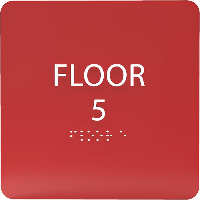 ADA CENTRAL SIGNS - 6" X6" Floor 5 Sign - ADA Compliant Tactile Graphics Grade 2 Braille Text Acrylic Wall Signs - Directional Assistance, Floor Number Safety Sign for Office, school Hospital, Apartment