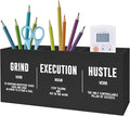 Exqcom Inspirational Office Pen Pencil Holder, Inspirational Gifts for Coworkers Colleague, Grind Execution Hustle Positive Quotes Organizer for Home Office Desk Accessories