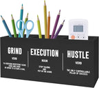 Exqcom Inspirational Office Pen Pencil Holder, Inspirational Gifts for Coworkers Colleague, Grind Execution Hustle Positive Quotes Organizer for Home Office Desk Accessories