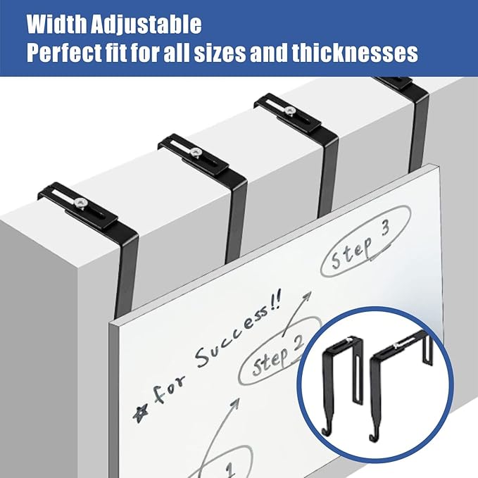 Cubicle Hangers Universal Partition Hanger Set Metal Black Cubicle Hooks Door Mirror Hanger Cubicle Wall Hooks Adjusted to Fit Panels with 1.35 to 3.5 in Inch Thickness for Office Whiteboard (8)