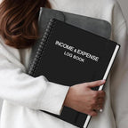 Heveboik Income & Expense Log Book - A4 Income and Expense Tracker for Small Business, Accounting Bookkeeping Tracking for Woman and Man, 8" x 10.5", Black