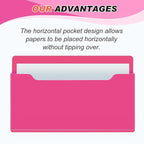 Feifeiya Magnetic Pocket File Holder Large File Folder Organizer Paper Mail Letters Holder Wall Hanging Office Supplies for Refrigerator Whiteboard Cabinets(13.8 x 8.3 Inch,Horizontal,Rose-red)