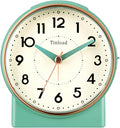 Tinload 4.3" Retro Analog Alarm Clock, Vintage Decor, No Ticking Silent, Easy to Set, Gradual Rise Alarm, On/Off Switch on Side, Gentle Wake, Snooze, Lighted on Demand, Battery Operated, Retro Green