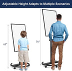 TSJ OFFICE Mobile Whiteboard Standing - 36 X 24 Inches Magnetic Rolling White Board, Height Adjustable Dry Erase Board on Wheels with Flip Chart Hooks, Black