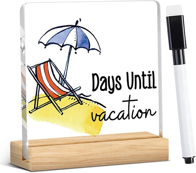 Funny Vacation Countdown Gifts for Women Men, Halloween Christmas Holiday Gifts Ideas, Funny Vacation Countdown Home Office Desk Acrylic Sign A 04
