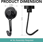 MIKEDE Magnetic Hooks 4 Pack, 40Lbs Heavy Duty Neodymium Magnet Hooks Black Magnetic Swivel Hooks for Hanging, Rust Proof Strong Magnets with Hook Magnetic Metal Hanger for Storage