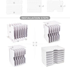 SONGWAY File Organizer for Desk - 7 Tier Wide Document Holder, Letter Mail Tray Storage Rack, A4 Paper Storage Holder, Desktop Organizer for Home Office School, White