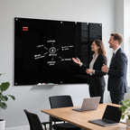 MaxGear Glass Whiteboard, Tempered Magnetic Dry Erase Board 72 x 48 Inch Black, Frameless Wall Mounted, Office Classroom Conference Room Home Use, Includes Markers, Eraser, Magnets & Mounting Kit
