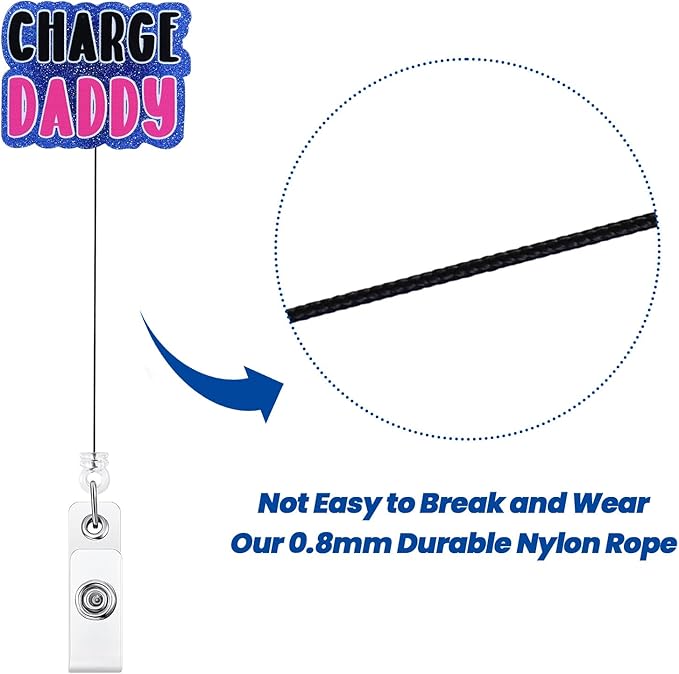 Charge Daddy Funny Badge Reel | Retractable ID Card Badge Holder | Name Tag Medical Work Badge Clip for Men Male Hospital Charge Nurse RN LPN CNA MA ER Night Shift Nurse Doctor Gifts | Alligator Clip