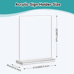 Yeahjiae 6 Pack T-Shaped Acrylic Sign Holder 8.5 x 11, Double Sided Clear Stand for Letter Size Paper, Essential Office Supplies for Menu, Tabletop, Counter & Wall Display, Garage Sale & Picture Frame for Office, Restaurant, Store, Home