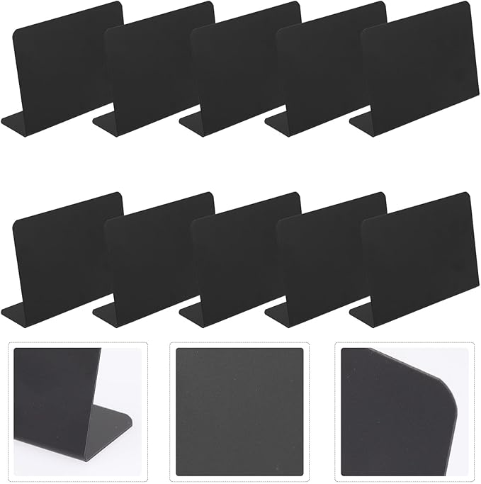 VILLCASE 10pcs Shaped Mini Blackboards Desktop Message Signs for Shops Bakery Restaurants Reusable PVC Chalkboards for Menus Notes and Reminders
