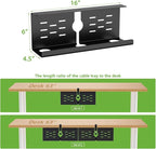 KEEGH 16" Under Desk Cable Management Tray, Desk Cord Organizer Upgrade Capacity, Drill Free Clamp/Screw Mount, Sturdy Metal Tray for Connect Cables, Home, Office, 1 Pack, Black