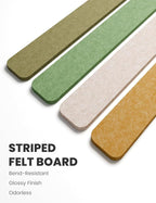 Cork Board Alternative Felt Strip Board 8-Pack 13"x2", Office Pin Board with 50 Push Pins, Adhesive Install for Bedroom Door & Home Office(Olive Grove)