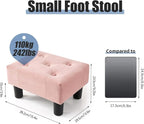 BRIAN & DANY Small Foot Stool, Velvet Foot Stools with Legs, Stable Small Footstool for Living Room, Pink