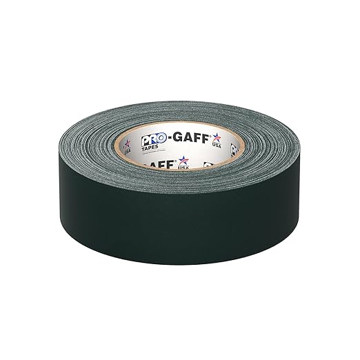 ProTapes Pro Gaff Premium Matte Cloth Gaffer's Tape With Rubber Adhesive, 11 mils Thick, 55 yds Length, 2" Width, Green (Pack of 1)