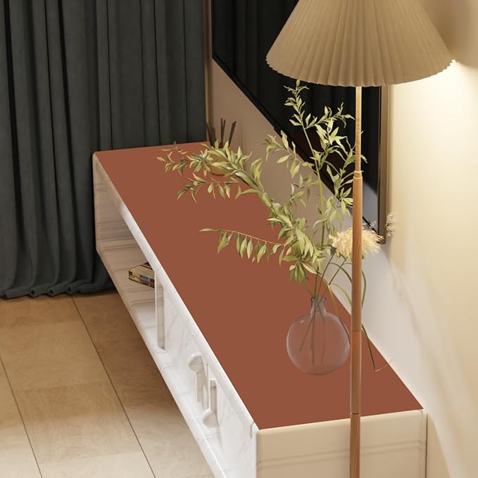 Zinkooat Leather Desk Mat,1.8mm Thick,15.75x63 Inch Desk Cover,Desk Protector Mat,Dresser Cover Top,Coffee Table Covers,Make Up Mat,End Table Covers,Cover Damaged Dresser Top(Brown+Gray,15.75x63)