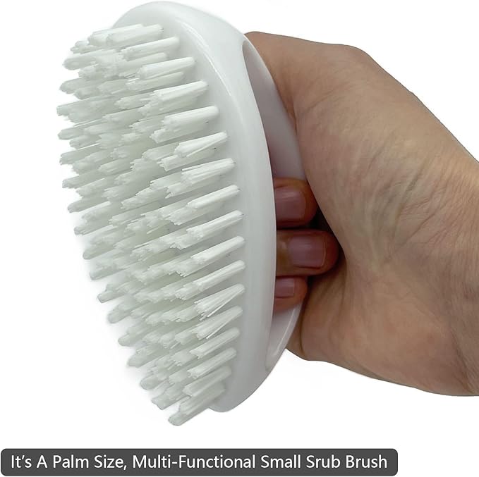 GKETN Scrub Brush for Cleaning Scrubbing Heavy Duty Stiff Nylon Bristles Cleaning Brush Multi-Purpose, White & Small Size