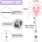 2Pcs Funny Jellyfish Badge Reel Retractable for Nurse, Doctor, Medical Worker Nursing Student | Cute Pediatric Nurse ID Name Badge Holder with 24” Durable Nylon Retractable Cord Alligator Clip