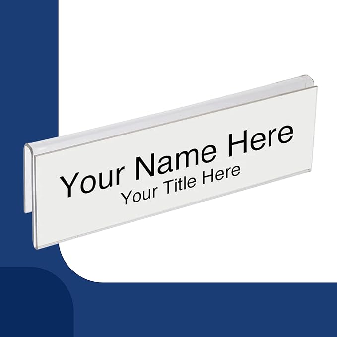 50-Pack 8.5" x 2" Acrylic Name Plate for 1/4" Cubicle Wall Glass – Custom Name Sign Holder – Single Sided Acrylic Display Stands - Placard Label Holder Use for Classroom, Offices, Office Door