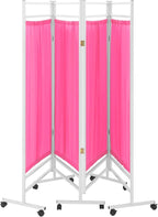 Medical Privacy Screens, Waterproof Nylon Fabric, 78.7 * 70.9 in Foldable Rolling Medical Privacy Screen with Silent Wheels, Suit for Hospitals, Clinics, and Nursing Homes (Pink, 4 Panels)