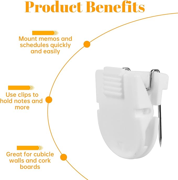 25 Pcs Cubicle Clips for Fabric Walls, Plastic Cubicle Hooks for Workspace Organization, Hanging Photos, Notes, Memos and Documents (White)