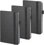 ONAVIA A6 Pocket Notebook Lined Journals, Small Journaling Notebooks, 160 Pages Hardcover Mini Notepad for Writing, Work, School and Note Taking with Pen Holder, 3.5" x 5.7", 3 Pack (Black)